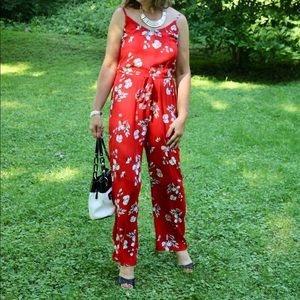 Wide-Leg Floral Jumpsuit